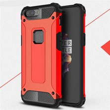 Kilifone - One Plus 5 Uyumlu - Kılıf Çift Katman Koruyucu Crash Military Tank Kılıf - Kırmızı