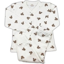 Sema Baby Mickey Mouse Bebek Pijama Takımı - Ekru 6-9 Ay