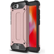 Kilifone - Xiaomi Redmi 6A Uyumlu - Kılıf Çift Katman Koruyucu Crash Military Tank Kılıf - Rose Gold