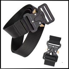 Savex Uyguna-Yakala Siyah - 120CM Taktik Kemer - Metal Toka -SR.009