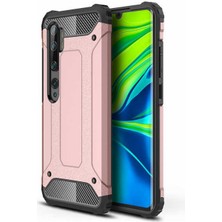 Kilifone - Xiaomi Mi Note 10 Lite Uyumlu - Kılıf Çift Katman Koruyucu Crash Military Tank Kılıf - Rose Gold