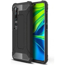 Kilifone - Xiaomi Mi Note 10 Lite Uyumlu - Kılıf Çift Katman Koruyucu Crash Military Tank Kılıf - Siyah