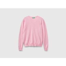 Benetton Bisiklet Yaka Normal Pembe Melanj Kazak Kadın 1MDVD107F