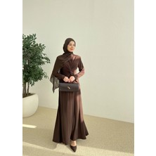 Moda Aksa Düğüm Detay Elbise Kahve