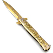 Kamp Outdoor Mtech Gül Desenli Ön - Arka - Namlu Gravürlü Çakı 22,5 cm Kilitli 152 gr Hafif