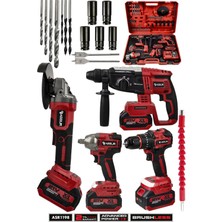 Assur 21V Darbeli Kömürsüz 4'lü Set Kırıcı Delici Hilti-Taşlama-Somun Sıkma Sökme-Matkap Vidalama