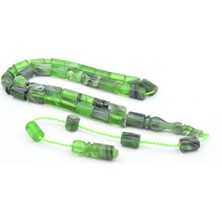 Murty99 Halil Usta Imzalı Kesme Model Bilek Boy Yeşil Siyah Sıkma Kehribar Tesbih