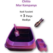 Feyza Design Açık Elekli Kedi Tuvaleti, Kürek, Mama Kabı ve Tasma Hediye Seti