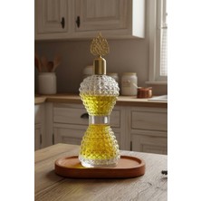 Rembox Kristal Kesim Osmanlı Motifli Cam Kolonya Şişesi 350 cc – Gold Kapaklı Bambu Altlıklı