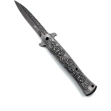 Kamp Outdoor Mtech Gül Desenli Ön - Arka - Namlu Gravürlü Çakı 22,5 cm Kilitli 152 gr Hafif