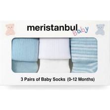Meristanbul Bebek Çorap Seti, 9-12 Ay, 3'lü, Yumuşak, Mavi