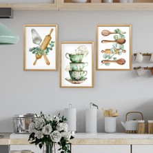 Bfm Dijital Baskı Merkezi Retro Kafe ve Mutfak Duvar Dekoru – 3 Parça Mdf Tablo Seti