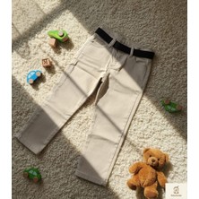 Nanica Kids Minibohe Kemerli Çocuk Kanvas Pantolon Bej