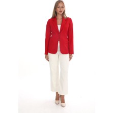 White Diamond Önü Düğmeli Astarlı Ceket 36 - Kırmızı