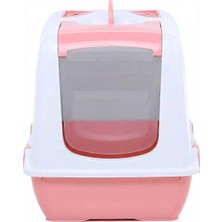 Feyza Design Xl Boy Kapalı Kedi Tuvaleti, 40X37,5X50 Cm, Kürekli, Pembe