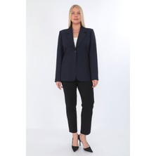 White Diamond Önü Düğmeli Astarlı Ceket 44 - Lacivert