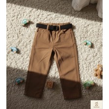 Nanica Kids Minibohe Kemerli Çocuk Kanvas Pantolon Kahve