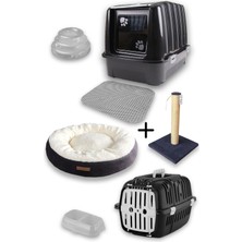 Feyza Design 3 Katlı Kapalı Kedi Tuvaleti ve Oyun Seti, Taşıma ve Yatak Özellikli