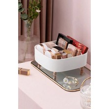 Feyza Design 4 Bölmeli Ayaklı Makyaj ve Takı Organizeri, Beyaz, Şık ve Kullanışlı