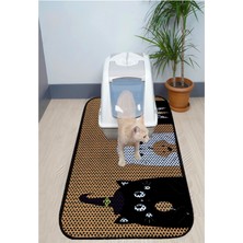 Feyza Design Büyük Boy Desenli Kedi Tuvalet Önü Paspası 60X120 cm
