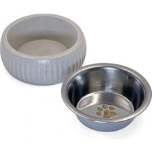 Marsilyan Mikopet Organik Seramik Mama Kabı Gri