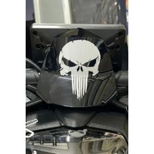 Banxtre Motor-Araba-Kask Için Beyaz Renk Punısher Kurukafa Sticker Etiket (12CMX6CM)(1 Adet)