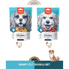 Wanpy Jerky Bisküvi Üzeri Tavuk Sarılı & Jerky Codfish Sushi Tavuklu ve Morina Balıklı Köpek Ödül Maması Seti 2x100 gr