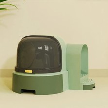 Feyza Design Büyük Boy Kedi Tuvaleti ve Tüneli, Çekmeceli Kedi Kum Kabı, Yeşil