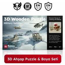 Reboo 3D Ahşap Puzzle Askeri Araçlar Maket ve Boyama Eğitici Zeka Oyunu 3 Boyutlu Yapboz