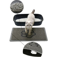 Feyza Design Gri Pvc Kedi Tuvalet Paspası 40X60 Cm, Kıvırcık Kedi Kumu Paspası