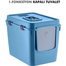 Feyza Design En Büyük 2 Fonksiyonlu Kapalı ve Açık Kedi Tuvaleti 56X40X43 cm
