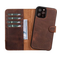 Sinerjim Apple iPhone 11 Pro Max Uyumlu Deri Cüzdanlı Kılıf RFID G2 Kahve