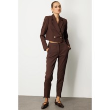 Ekol Kadın Beli Lastikli Dar Paça Pantolon 5031 Kahverengi