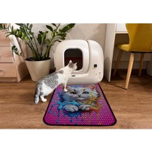 Feyza Design Büyük Boy Elekli Tuvalet Önü Desenli Kedi Kumu Paspası, 60X80 cm