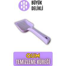 Feyza Design Büyük Delikli Kedi Kum Küreği, Iri Taneli Kumlar Için, Lila Renk