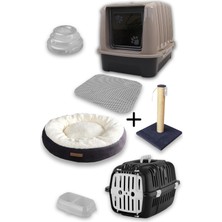 Feyza Design Lüks Çok Fonksiyonlu Kedi Seti: Tuvalet, Taşıma, Yatak, Tırmalama, Paspas, Oyuncak, Mama Kabı