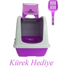Feyza Design Mor Kokusuz Antibakteriyel Xxl Büyük Boy Kedi Tuvaleti ve Kürek Seti