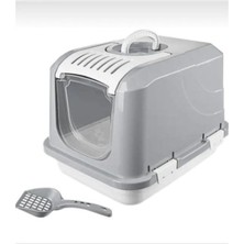 Feyza Design Büyük Boy Kedi Tuvaleti, Koku Filtreli ve Elekli Kürek, 65X45X45 cm