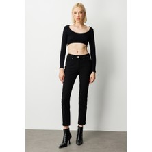 Ekol Kadın Yüksek Bel Dar Paça Pantolon 1061 Siyah