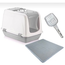 Feyza Design Genis ve Kapali Kedi Tuvaleti, Elekli ve Paspaslı, Büyük Boy (52X66X46CM)