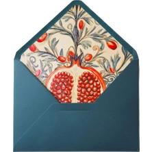 Bazen Defter Nar Desenli Yeşil Zarf