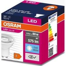 Osram Ledvalue 6,9W (80W) LED Spot Ampul 4000K Günışığı GU10
