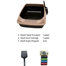Feyza Design Kedi Tuvaleti Seti, Kum Küreği ve 4’lü Dışkı Poşeti Hediye