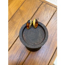 Ilot.Istanbul Ilot.ıstanbul | Altın Kaplama Çelik Kehribar Tonlu Oval Küpe Kararmaz Antialerjenik Vintage Stil