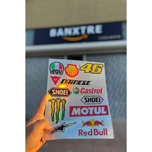 Banxtre Motor ve Kask Için Sponsorlu Markalar Hologramlı A4 Sticker Pack Seri -1(11 Sticker Tek Paket)