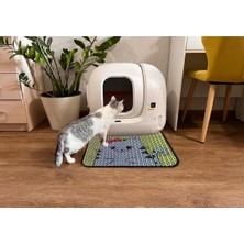 Feyza Design Elekli Tuvalet Önü Desenli Kedi Kumu Paspası 45X60 cm Kum Toplayıcı Mat