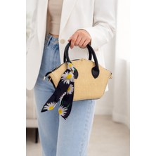 Ergün Şık Kadın Hasır Görünümlü Fularlı El ve Omuz Çantası / Omuz Çantası