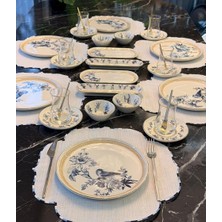 32 Parça Modern Mavi Kuş Kahvaltı Takımı Gold