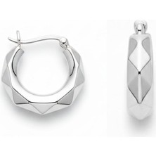 Oya Silver Çok Yüzeyli Cilalı Gümüş Kadın Halka Küpe 2x2 cm [OYSHK023]