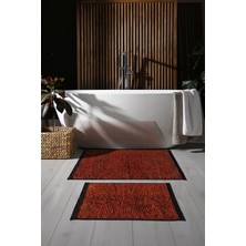 Cotto Home Rothi Pamuklu Kaymaz Taban Turuncu 2'li Banyo Paspas Seti 60x100 60x50cm Yıkanabilir Modern Şönil